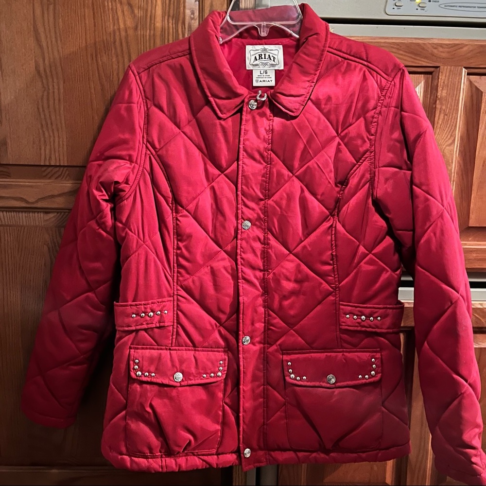 Red Ariat Horse Shoe Quilted Jacket